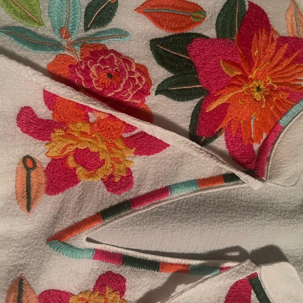 THML White Sleeveless Blouse with Bright Floral Embroidery - Picture 7 of 11